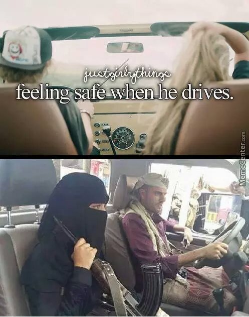 feeling safe when he drives - meme