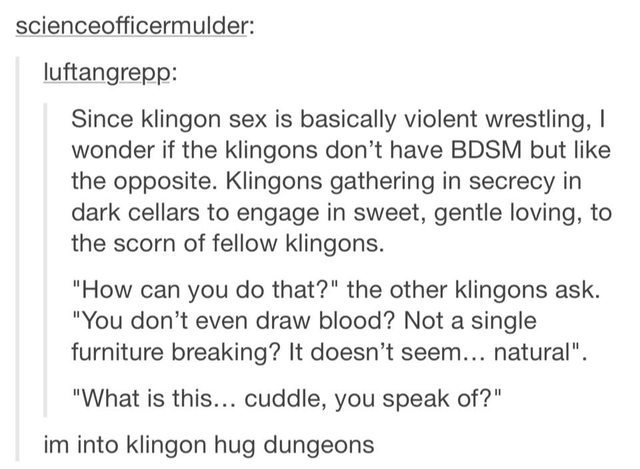 Klingon hug dungeon - meme