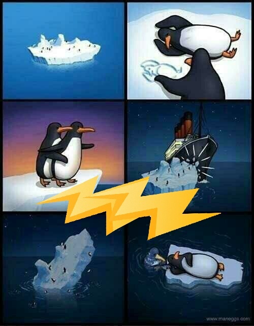 En Titanic nadie piensa en los pingüinos :( - meme