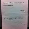 coffee machine notice in university