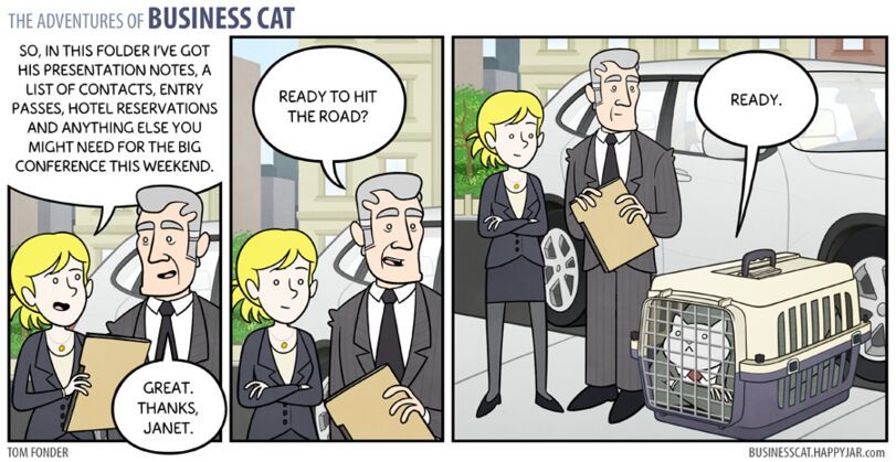 how do business cat travel - meme