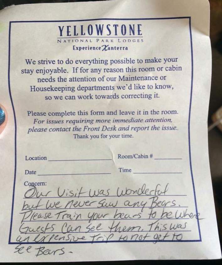 Complaint at Yellowstone ntl. Park - meme