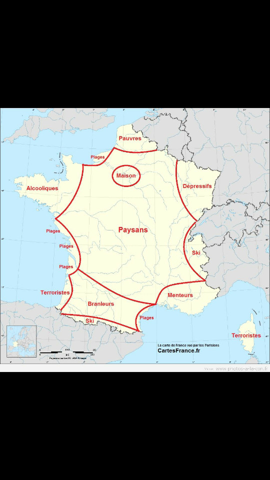 La carte de France vue des parisien - meme