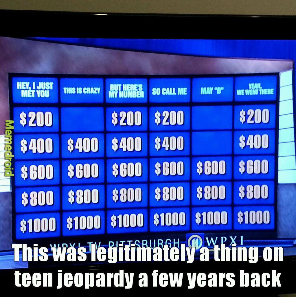 Jeopardy Game Categories Meme Maker