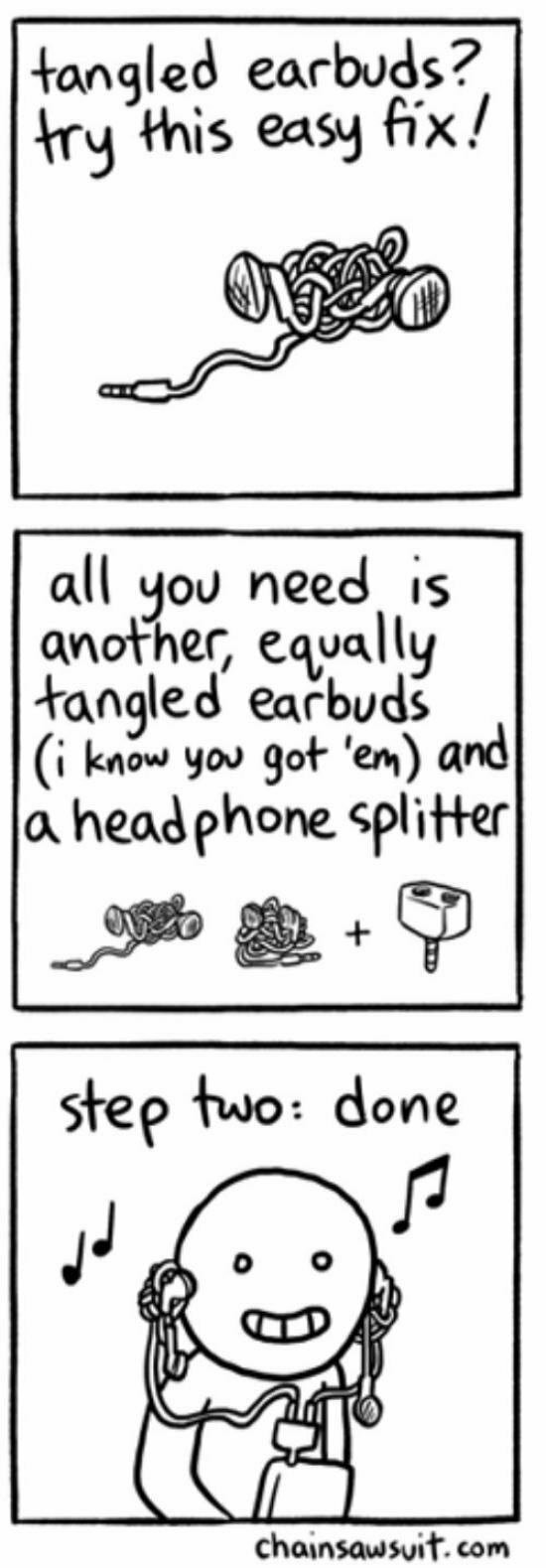 Tangle earphones fix - meme