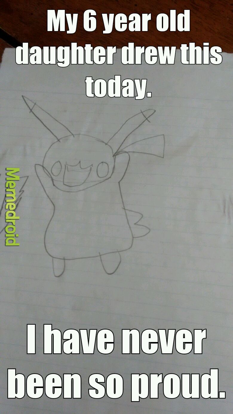 My daughter attempts a Pikachu. - meme