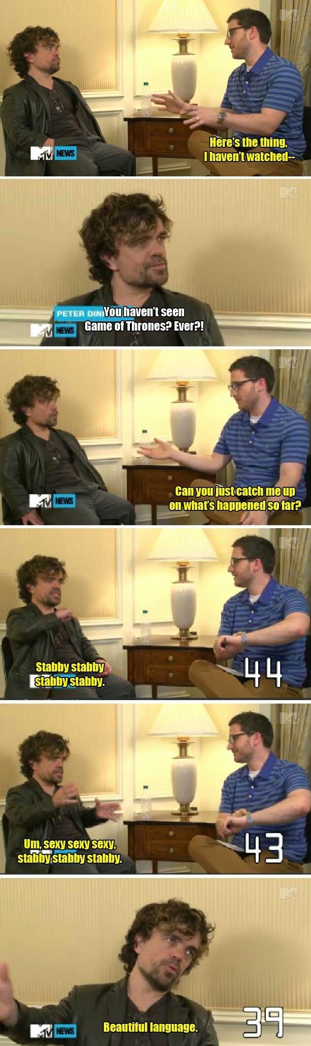 Peter Dinklage catches you up on Game of Thrones  - meme