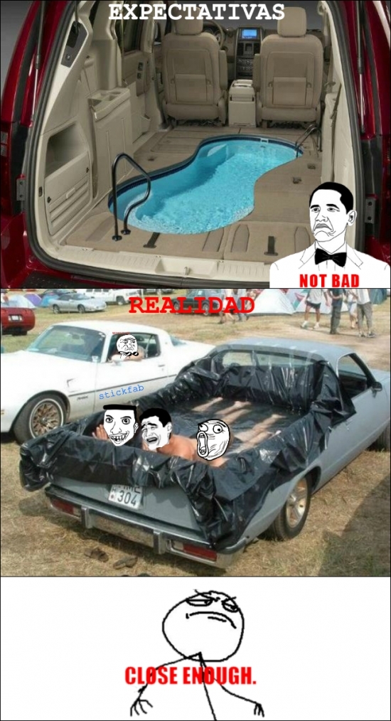 Yo quiero un auto con piscina - meme