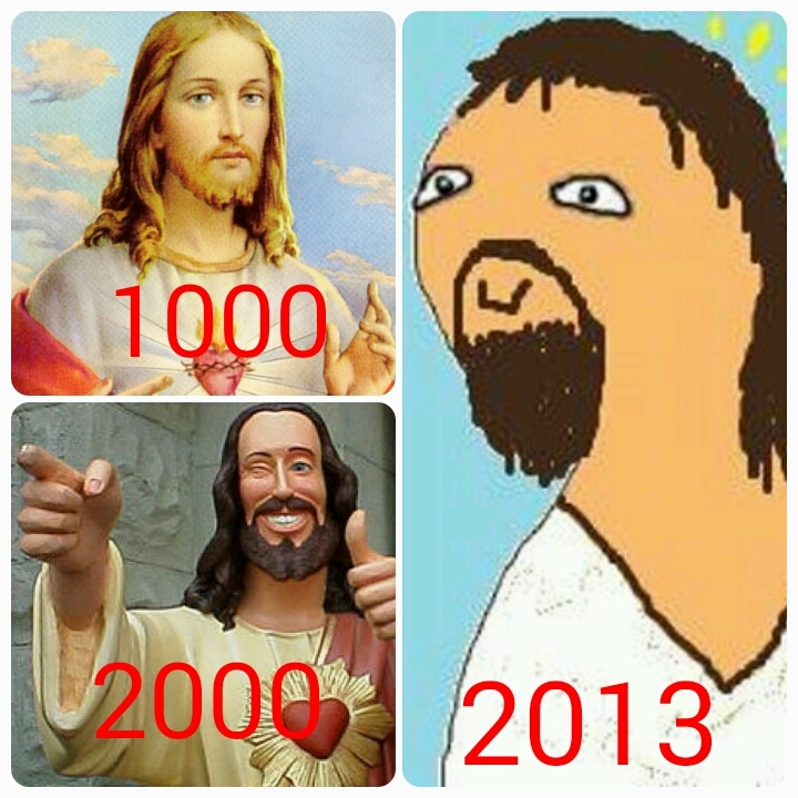 La evolucion de jesus a travez de los años - meme