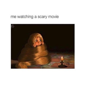 Me watching a scary movie - meme