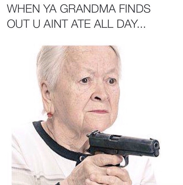 Granny with a peestol - meme