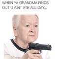 Granny with a peestol