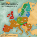 Spoken languages, Finland has 2.6 = Finnish, Swedish and English. Almost everyone can speak 3