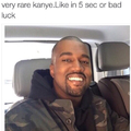 Kanye west is smiling!!!!!