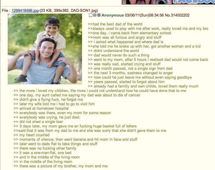 Sometimes, there's funny 4chan stories, other times, there's just feels... - meme