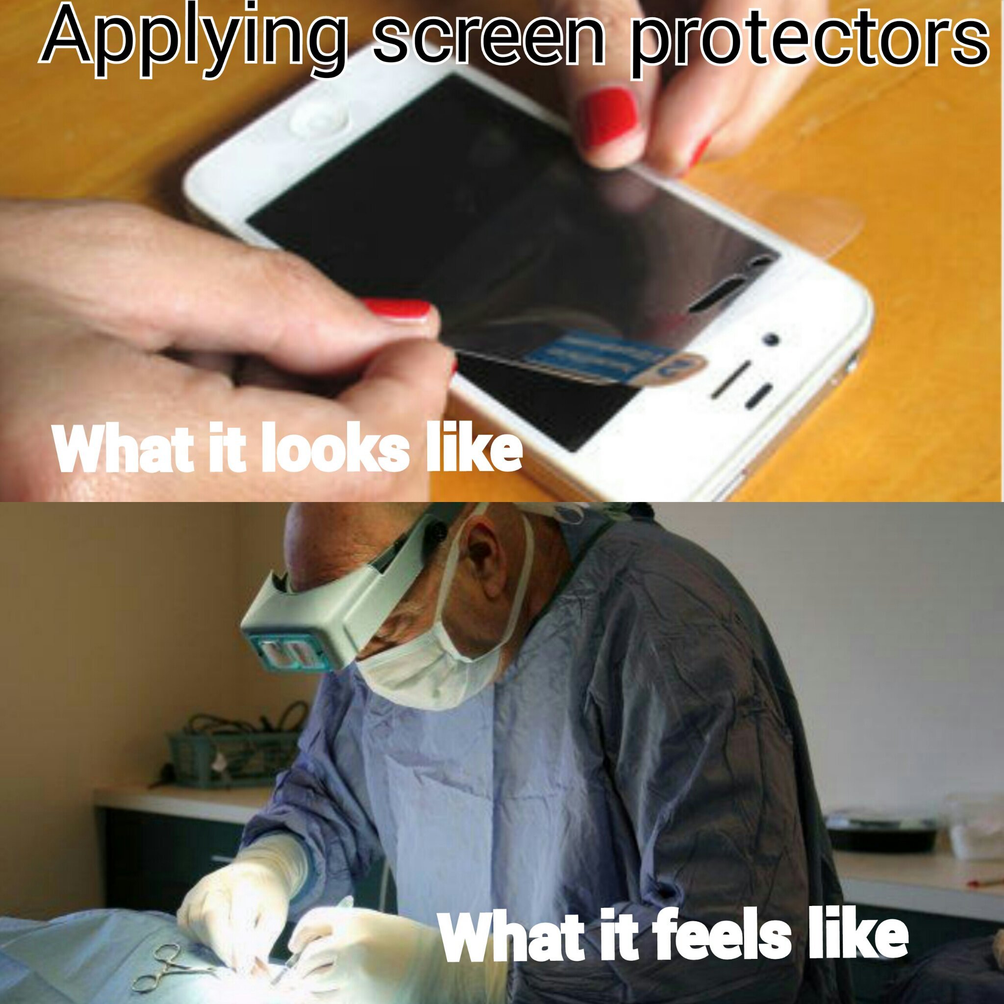 Screen protectors=stress - meme