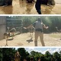 Guardianes de zoológicos recrean pose de Jurassic World