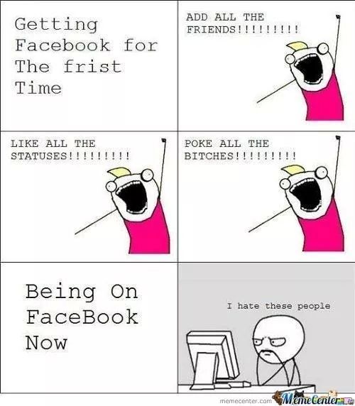 Facebook experience then v/s now... - meme