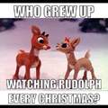 Rudolph the red nose reindeer had a very shiny nose..