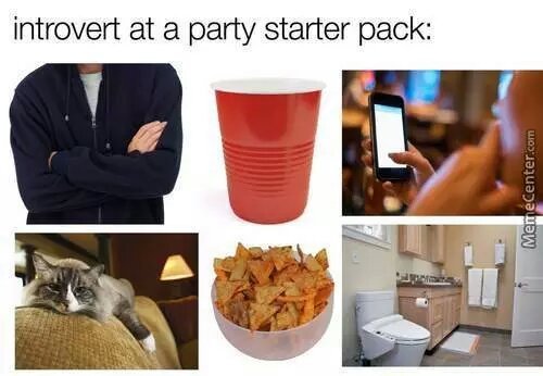 introvert at a party starter pack - meme