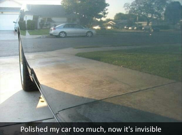 Tradutor:Eu poli tanto meu carro q ficou invisível - meme