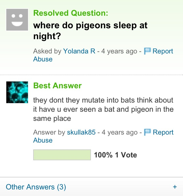 Fifth comment is mutated Pigeon-bat - meme