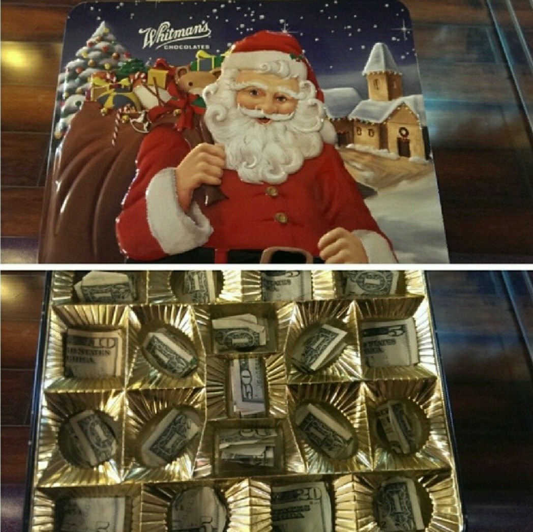 Fun Christmas gift idea for money... Replace chocolate with money.. then eat all the chocolate. - meme