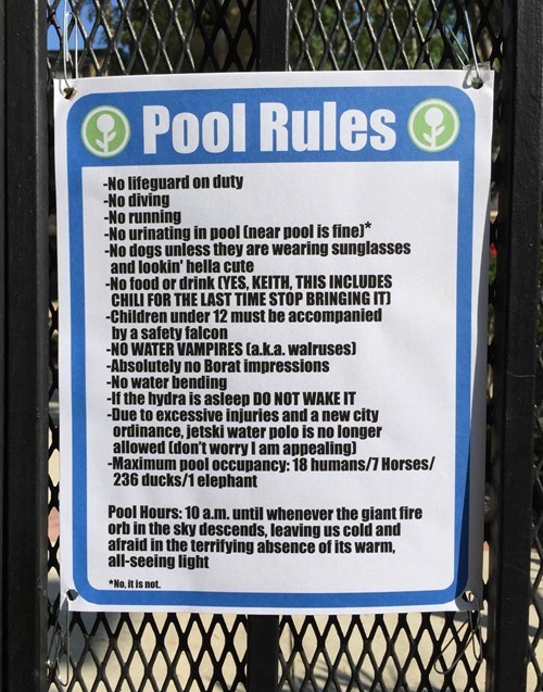 If you can't follow the rules, don't go swiming - meme