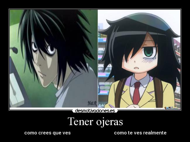 Izquerda: L de Death Note. Derecha: Tomoko Kuroki de Watamote! Os recomiendo ambos animes :) - meme