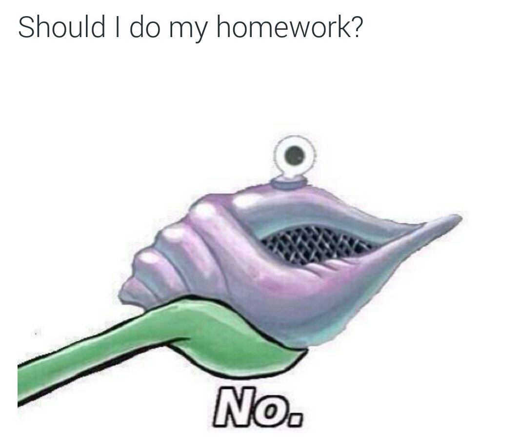 Never do homework. - meme