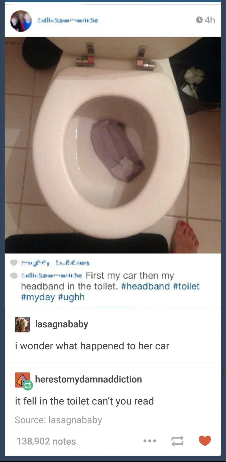 How did she even fit the car in her toilet? - meme