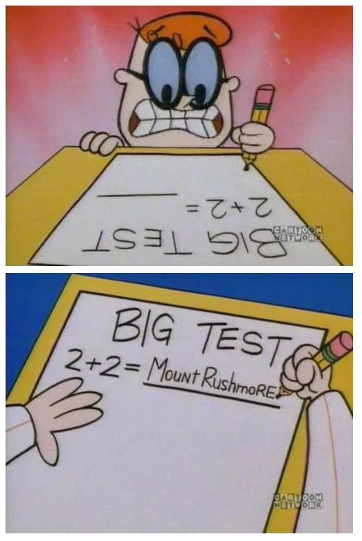 "big test" yeah right - meme