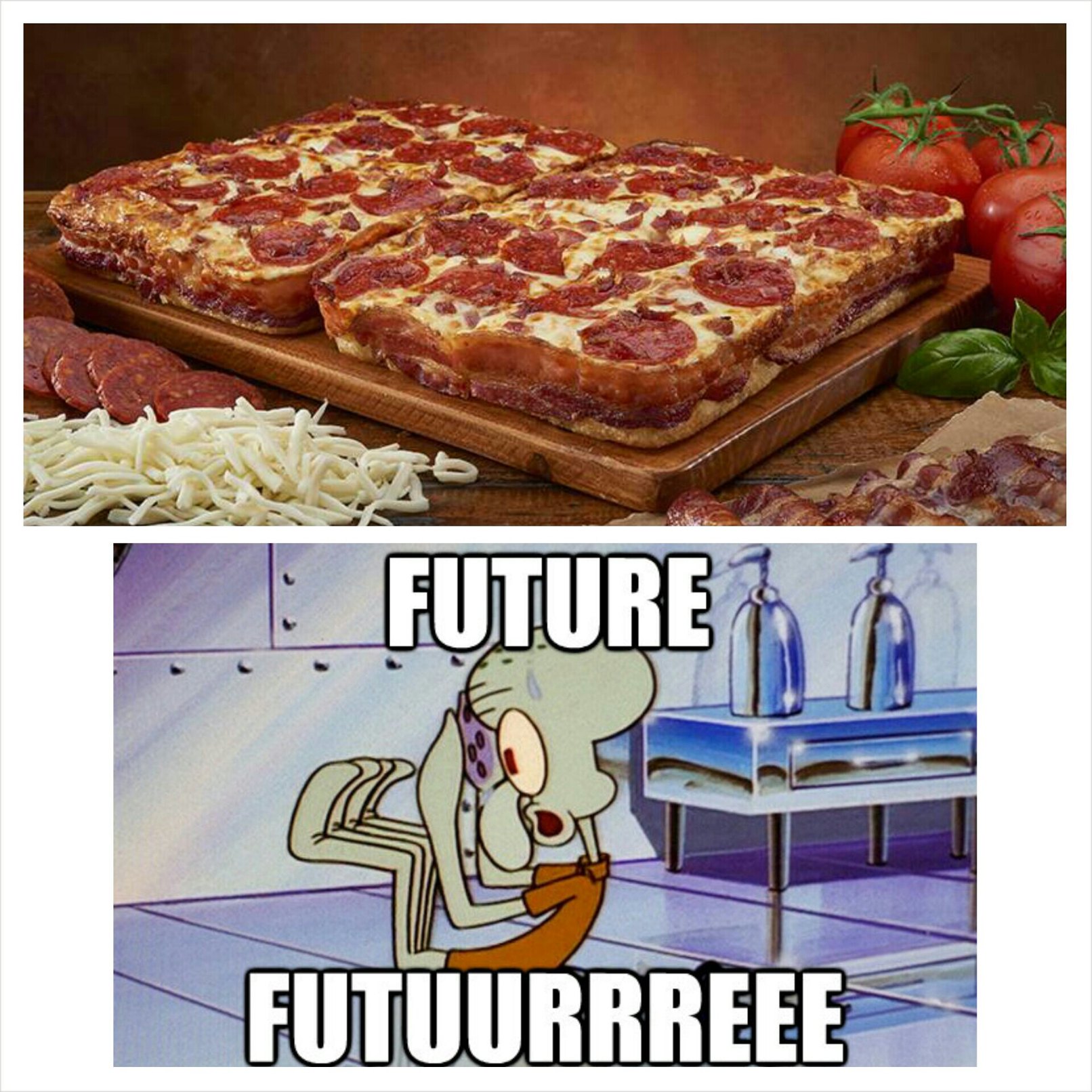 Bacon wrapped pizza - meme