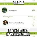 Memedroid Obama promised change.