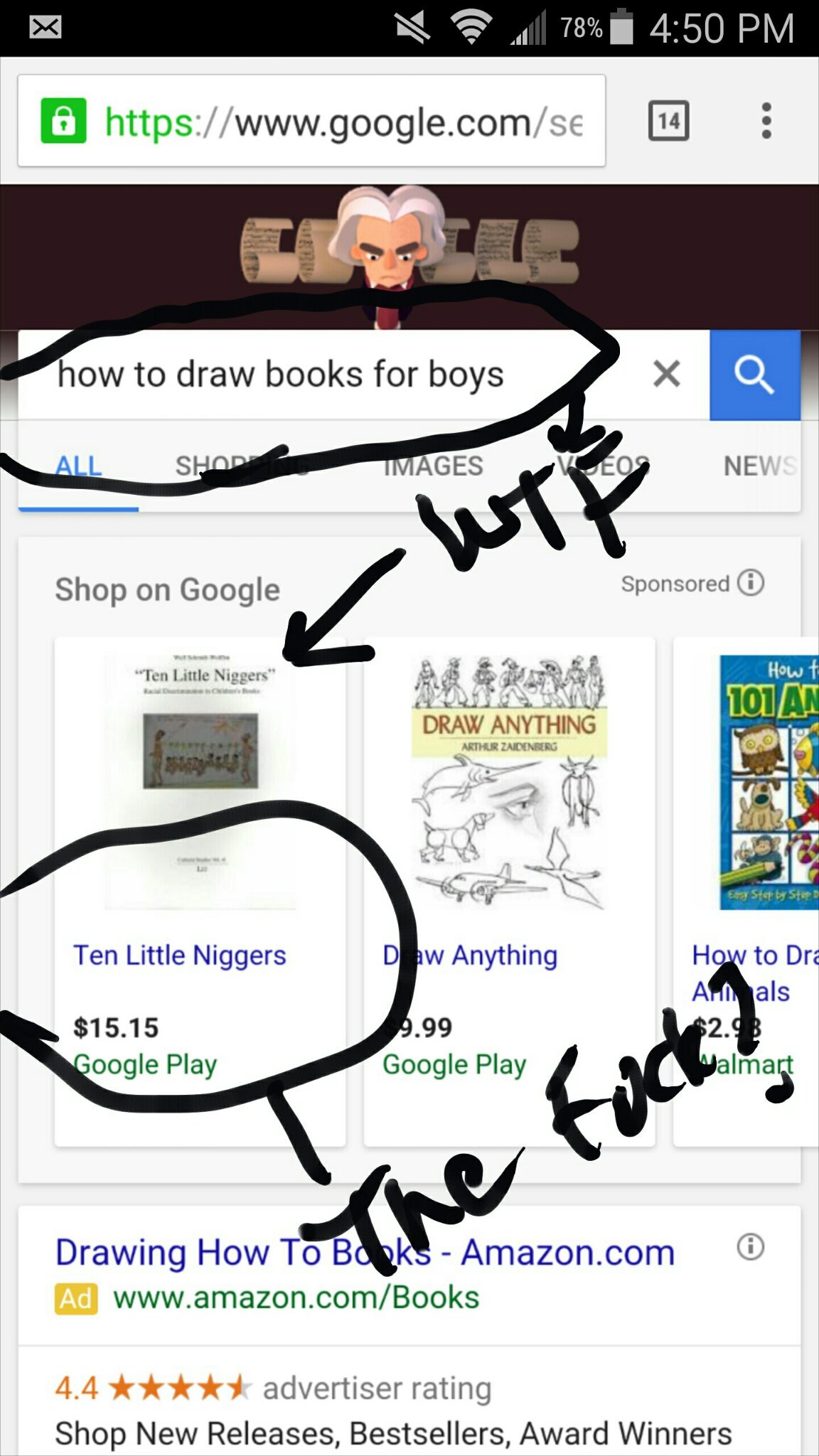 So I was googling a drawing book for my nephew for christmas- google is racist af! - meme