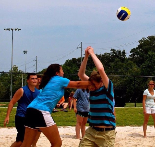 The only way to play volley ball - meme