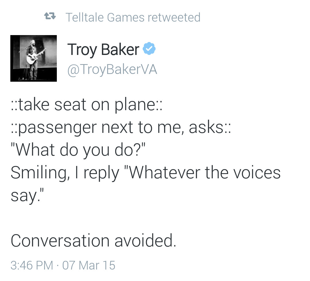 How to avoid a conversation Troy Baker style - meme