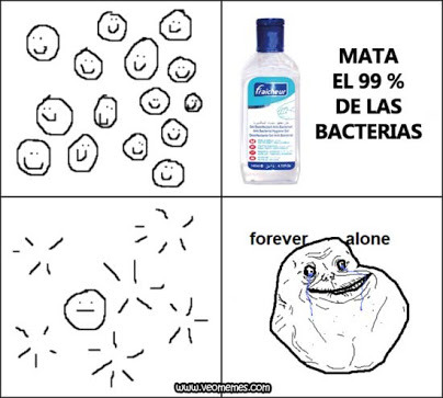 Pobre bacteria solitaria - meme