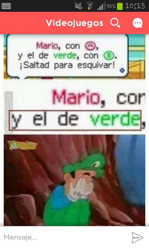 Pobre Mario verde perdon luigi - meme