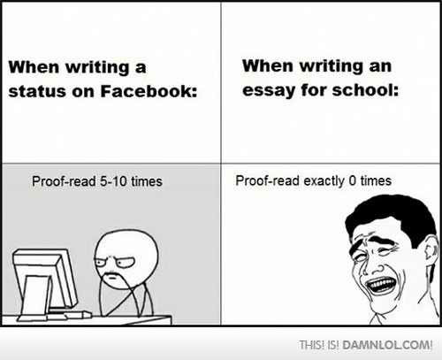 Facebook vs essay - meme