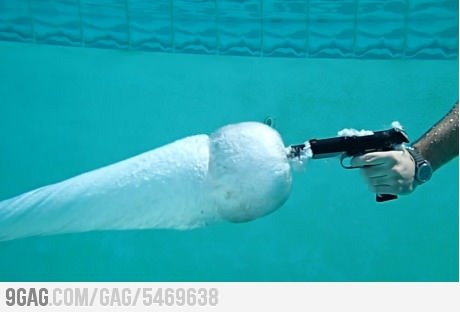 gun being shot underwater - meme