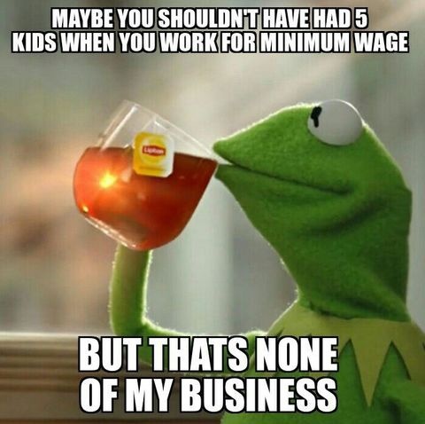 To the people protesting that they can't support their family on minimum wage - meme