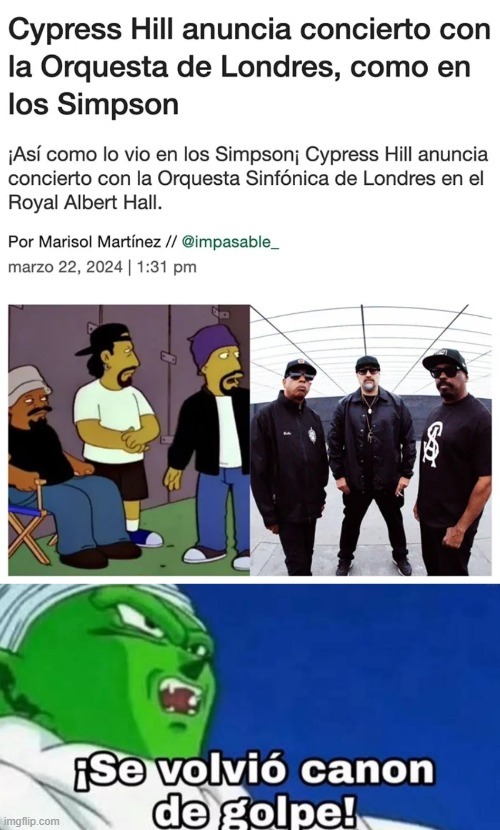 Cypress Hill anuncia concierto con la Orquesta de Londres, como en los Simpson - meme