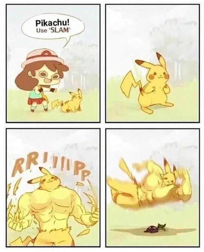 Pikachu learned atomic elbow - meme