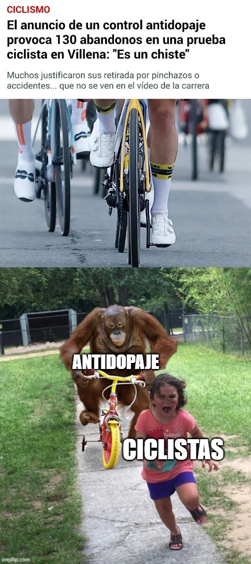 Control antidopaje provoca 130 abandonos en una prueba ciclista - meme