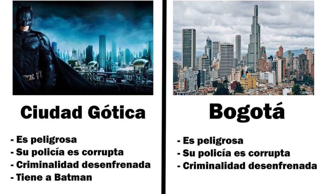 Gotham vs Bogotá - meme