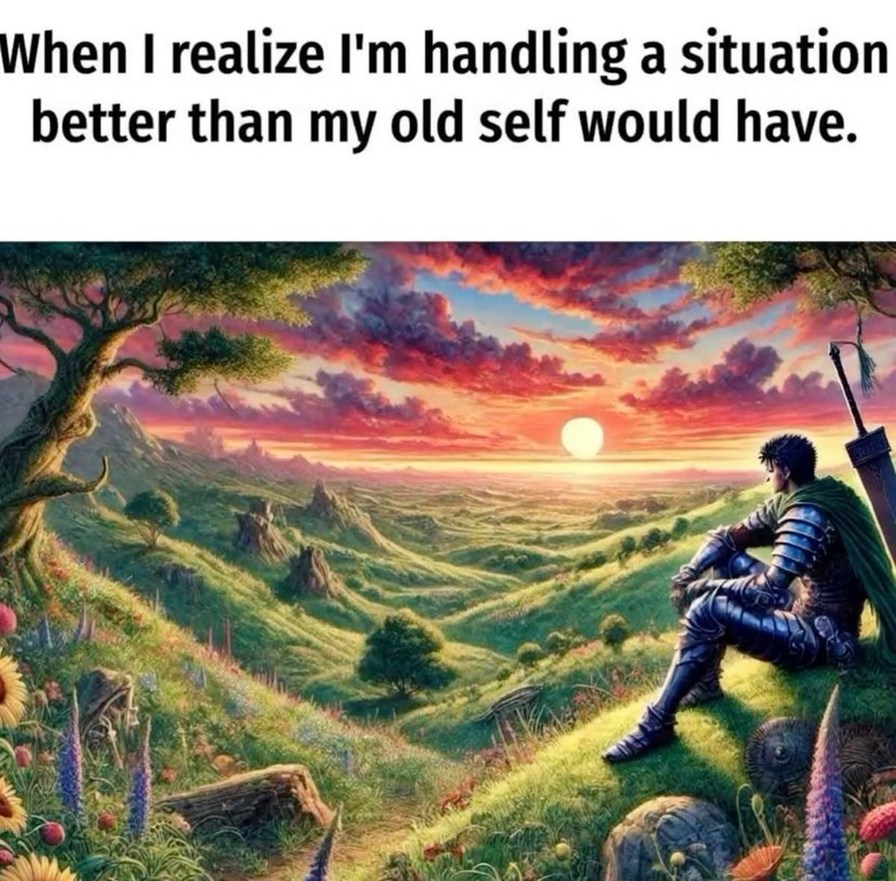 Me handling life like a slightly upgraded version of my past self - meme