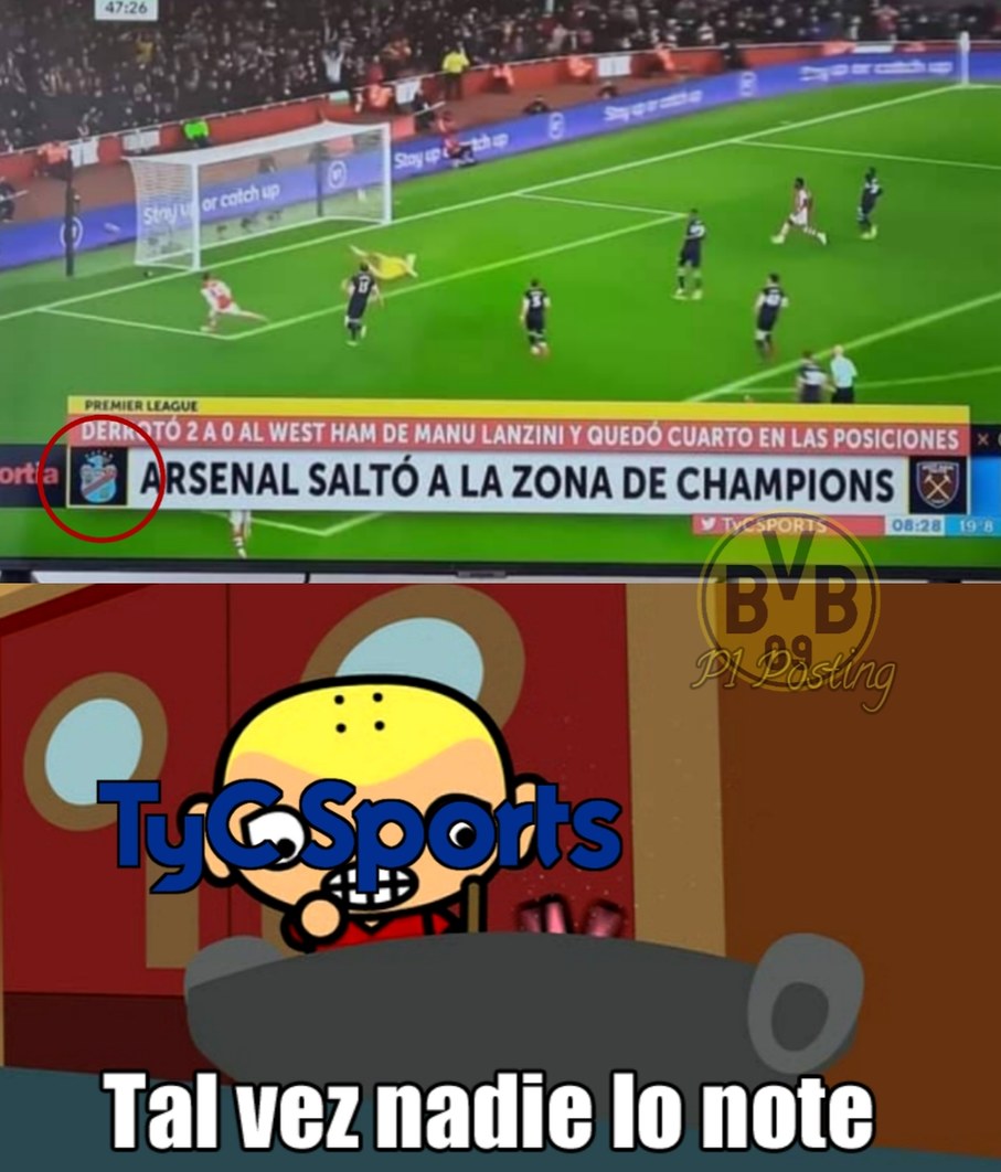 Contexto: Ambos equipos se llaman Arsenal, entonces TyC puso por accidente el logo de Arsenal de Argentina. XD - meme