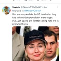 Hillary Clinton is fuckin selling hats on Twitter btw Sketch is my Twitter username lol with the Pepe pfp I commented on her post