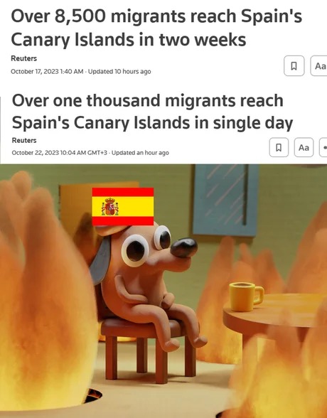 Over 8500 migrands reach Spain's Canary Islands in two weeks - meme